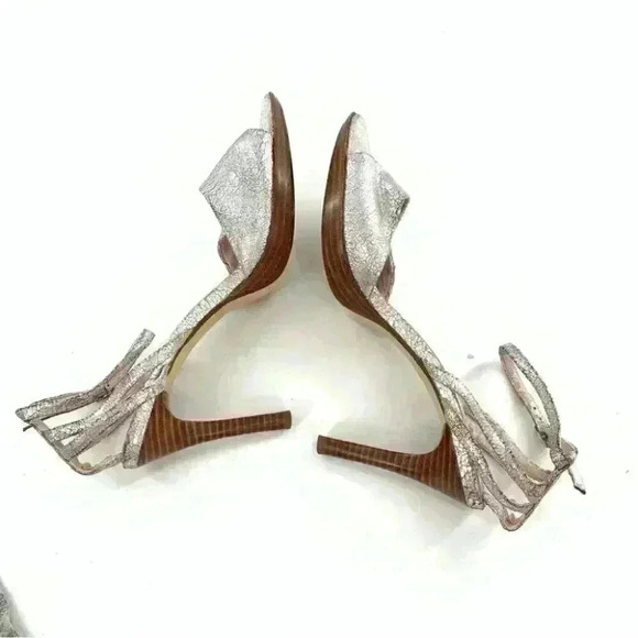 Nine West womens heels size 8 Magnar silver crackled leather holiday new years - Picture 8 of 15